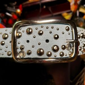 Genuine Leather Studded Rhinestone Embelished Belt